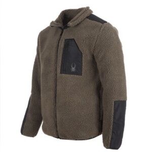 NEW Spyder Men's Sherpa Full Zip Jacket Fleece Olive Deep Pile Thick Warm XL